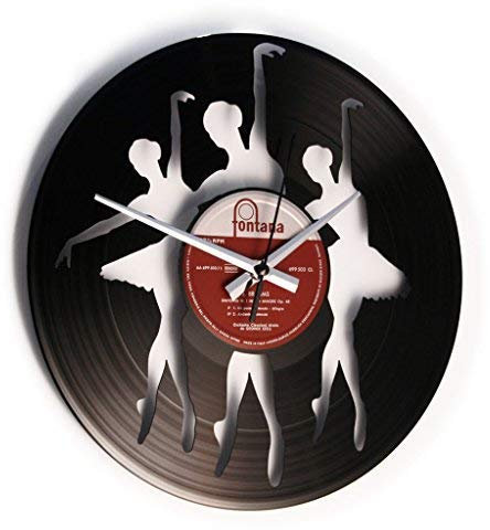DISC'O'Clock Shallplattenuhr Ballerinas - Lautlos Wanduhr, einfach aufzuhängen. 100% Made in Italy Handwerkliches Produkt