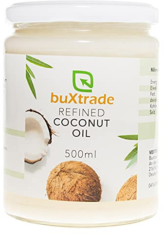 24 Gläser (24x500ml) Refined Coconut Oil - Kokosnussöl Öl Kochen Kokosnuss Kokosöl Kokosfett