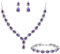 Clearine Damen Hochzeit Braut Tropfen CZ Unendlichekeit Figur 8 Y-Halskette Tennis Armband Dangle Ohrringe Set Amethystfarben Silber-Ton