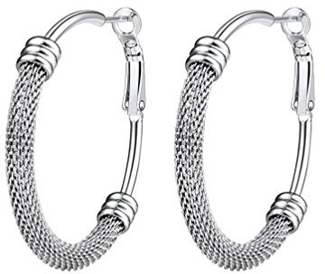 PROSTEEL Damen Creolen Ohrringe Edelstahl 40mm Runde Kreis Kreolen Hoop Earrings einzigartiges Ohrschmuck Accessoire für Cocktailparty Tanzball