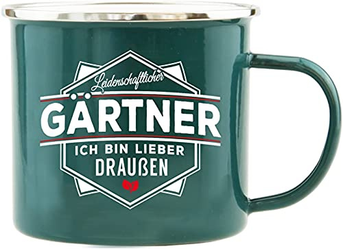 History & Heraldry Echter Kerl - Emaille Becher Gärtner - individuelle und personalisierte Tasse mit Name und Spruch
