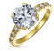 Personalisieren 4CT AAA CZ Runder Brillant Solitär Verlobungsring für Frauen .925 Sterling Silber 14K Gelbgold Überzogen Zirkonia Pave Seitenstein 2MM Band Anpassbar