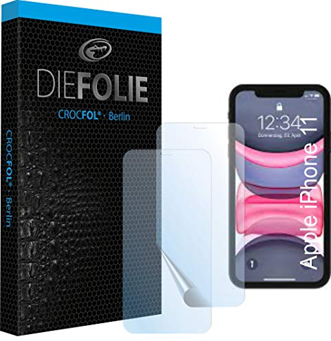 Crocfol Schutzfolie vom Testsieger [2 St.] kompatibel mit Apple iPhone 11 - selbstheilende Premium 5D Langzeit-Panzerfolie - für vorne, hüllenfreundlich