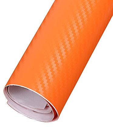 EBILUN Fibra de Carbono película del Vinilo de Alto Brillo Abrigo del Coche del Rollo Adhesivo de la Etiqueta engomada Hoja, Naranja 127x30cm