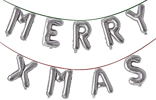 Trendario Weihnachten Girlande - Xmas Deko Luftballon Girlande für Weihnachten - Weihnachtsdeko Merry Xmas Folienballon Weihnachtsgirlande (Silber)