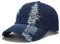 XYIYI Denim Dunkel Blau Vintage Basecap Verstellbare Distressed Washed Baseball Kappe für Damen Herren, Einheitsgröße
