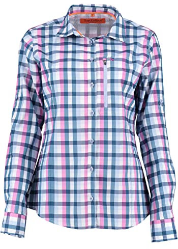 TOM COLLINS Damen Bluse Langarm Freizeitbluse mit Haifischkragen Snuko, Größe:40, Farbe:Mittelblau