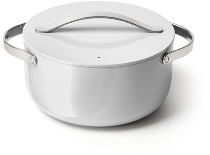 Caraway Olla de cerámica antiadherente para horno holandés con tapa (6.5 cuartos de galón, 10.5 pulgadas), no tóxica, libre de PTFE y PFOA, apta para horno y compatible con todas las estufas (gas,