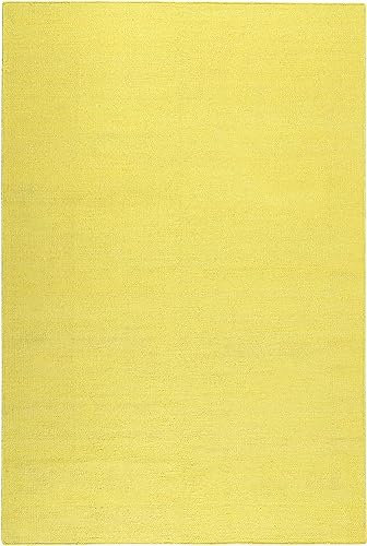 Wecon Home Einfarbiger Esprit Baumwoll-Teppich für Wohnzimmer, Schlafzimmer, Esszimmer, Kinderzimmer und Flur - Rainbow KELIM (80 x 150 cm, gelb)