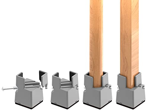 RCHYFEED Verstellbare Betterhöhung Möbelerhöhung 5cm mit Schraubklemme, Beige Betterhöher 2 Zoll Schwerlast Stuhlerhöhungen, 4 Stück Möbelerhöher für 0,8-1,6 ''Breite Quadrat & Runde Stuhlbein, Grau