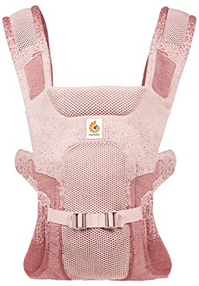 Ergobaby Aerloom Babytrage für Neugeborene bis zum Kleinkind, 3-Positionen Ergonomische Babybauchtrage Rückentrage Baby-Tragetasche aus Formaknit Material, Desert Rose
