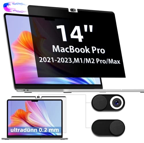 IPROKKO Magnetic Privacy Screen Filter for Macbook Pro 14 inch (2021-2024, M1,M2,M3,M4), Removable Easy On/Off Anti Blue Light Glare Laptop Privacy Screen, Compatible with Mac Pro 14.2 Laptop