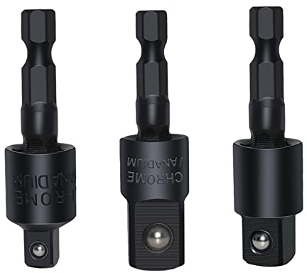 Juego de extensiones de adaptador de enchufe giratorio de grado de impacto de 360 °, 3 unidades, 1/4 pulgadas, 3/8 pulgadas, 1/2 pulgadas, convierte el taladro eléctrico en destornillador