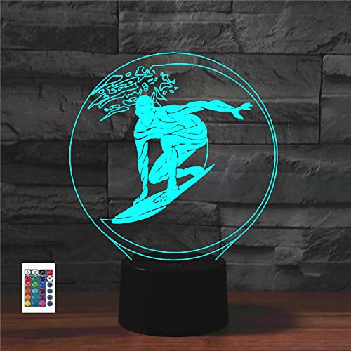 SUPERRUIDALONG 3D-Surfen-Fernbedienung, 16 Farben, Nachtlichter, Illusion, Acryl, LED-Tisch, Nachttischlampe, Kinderzimmer, Schreibtisch, Dekoration, Geburtstagsgeschenke, Spielzeug für Kinder