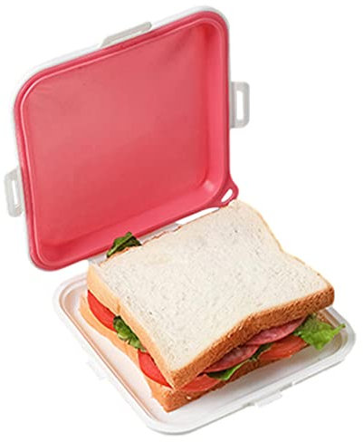 A/R Contenedor de sándwich para niños - Contenedores de sándwich Reutilizables saludables con diseño de Cierre a presión y Tapa,Fiambrera Apta para microondas y lavavajillas para Adultos y niños