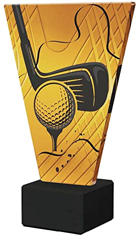 Larius Golf Pokal Trophäe Ehrenpreis - Amber Glaspokal (Golf Master, mit Wunschtext)