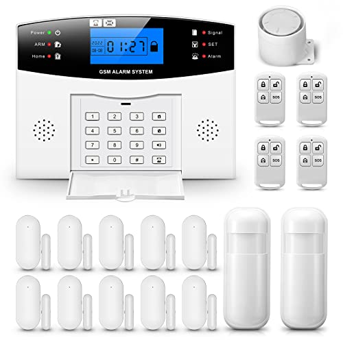PGST Système d'alarme Sécurité sans Fil GSM et Wi-FI, 18 Pièces kit antivol avec sirène – Extensible pour Maison, Camping-Car, Garage, Bureau, Compatible avec Alexa