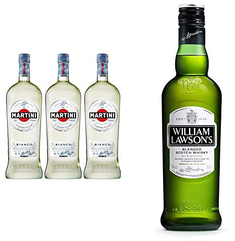 Martini Bianco, Vermouth Blanc 14,4%, 3 x 1500ml & William Lawson's, Whisky Blended Scotch, 35cl, 40%