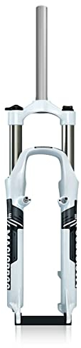 TISORT 26 Zoll MTB Federgabel Federweg 100mm 1 1/8 Zoll Canti Sockel V-Brake 9 Mm QR-Stütze/Scheibe 28,6 Mm Gewindeloser Gabelschaft(White Grey)