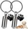 2 Stück Mini Urne für Hunde, Asche Urne Flasche Hundekralle Anhänger aus Edelstahl, Gedenk Asche Gedenkurne Schlüsselanhänger, Einäscherung Asche Gedenken Schmuck Gedenkschlüsselbund für Haustiere