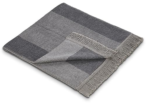 La Vida Sesselschoner Überwurf Tages-Decke grau gestreift - Oeko-TEX® Zertifiziert, 200x50 cm, Sofaläufer mit Fransen, Baumwollmischung bis 40 °C waschbar, Schutz für Sessel, Sofa, Couch & Bett