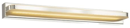 Modern Chrome Plated LED IP44 Bathroom Strip Wall Lamp with Switch Button and Frosted Glass Diffusers | LED 7w 3000k Warm White Integrated by Happy Homewares