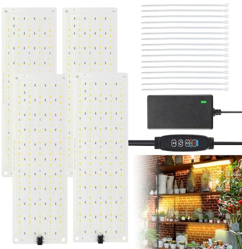 XPJBKC Pflanzenlampe LED Vollspektrum, 4 Stück Grow Light mit 540 LED Lampenperlen, Pflanzenlicht Led Vollspektrum mit Zeitschaltuhr, 10 Arten Helligkeit Plant Lamp für Zimmerpflanzen