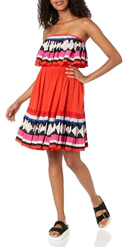 Kate Spade New York Damen Geo Border Plissee Kleid, Mehrfarbig, 30