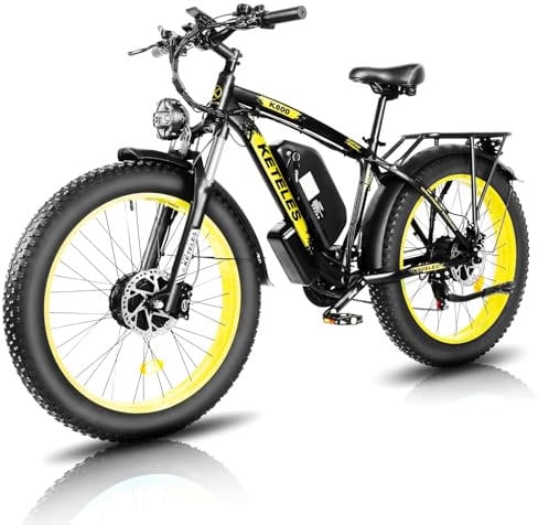 KETELES 26” Electric Bike for Adults with Dual Motors, 48V 23Ah Removable Battery, Off Road E-bike with 4.0 Fat Tyre, 21 Speed Ebike, Electric Cycles for Men and Women (Height over 175cm)