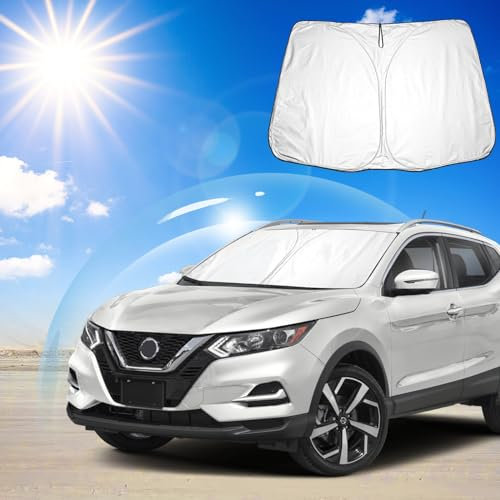 Ruiya Parasol para Parabrisas Delantero Compatible con Nissan Qashqai J12 2021-2024 2025 Parasol Coche Delantero Anti UV Rayos Parabrisas de Coche Parasol Protección Solar para Qashqai Accesorios