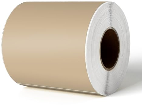 YIKIADA Khaki Thermo-Etikett Vinyl 150 × 100 mm Rolle Perforierte Selbstklebend Thermodirekt Aufkleber Wasserdicht Versandetikette für Barcode QR Code 250 Stück