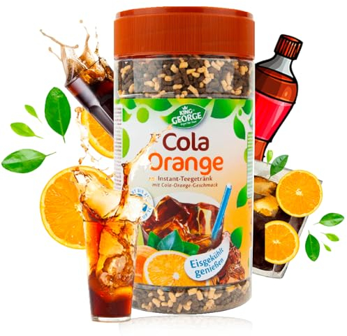 KING GEORGE - Cola Orange Instant Eistee Getränk 12 x 400g Erfrischender Genuss, Krümeltee Instantteegetränk Vorratspackung - Getränkpulver, Erfrischungsgetränk für zuHause, Geburtstag, Party