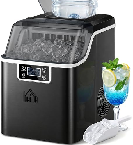 HOMCOM Macchina Ghiaccio 20kg in 24 Ore, 24 Cubetti in 14-18 Minuti Nero