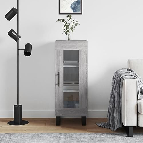 Rantry Anrichte aus technischem Holz, grau, Sonoma, 34,5 x 34 x 90 cm, Küchenschrank, Sideboard, Beistelltisch, Schrank, Schublade, bequeme Aufbewahrung, Buffet, Wohnzimmer, Wohnzimmer, Typ 6