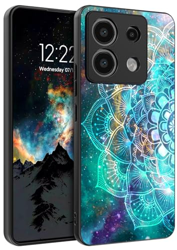BENTOBEN für Xiaomi Redmi Note 13 Pro 5G Hülle, Handyhülle Xiaomi Poco X6 5G Case Leuchten im Dunkeln Slim dünn Fluoreszenz Mandala Blau PC Schale TPU Bumper Kratzfest Schutzhülle Hülle