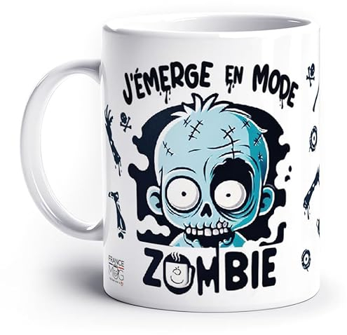 France Mug - 'J'Émerge En Mode Zombie' - Café Thé Idée Cadeau Original Anniversaire Humour Jeux-Vidéo Geek Ami Collègue Famille