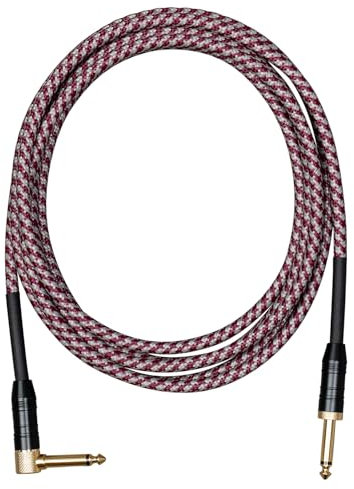 CASCHA Professional Line - Cable para guitarra (angular, 6 m), color rojo