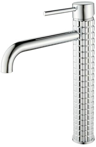 Chrome Bathroom Sink Mixer Taps - Brass Basin Mixer Tap 1 Hole - Silver Tall Bathroom Mixer Tap Single Lever Water Tap with Pop Up Waste