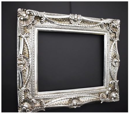 Generisch Massiver Prunk Bilderrahmen in Barockstil 70x60 innenmass 40x50 cm Antik Gold Barock Rokoko Prunk Vintage Jugendstil Retro (Silber)