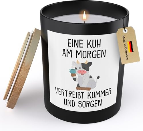 22Feels Lustige Spruchkerze Frauen Kuh Sojawachs Kerze im Glas Handgemacht mit Spruch Humor Frech Candle Duft Deko Vegan Nachhaltig Nachhaltig - ZITRUS