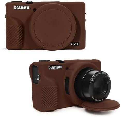 TYUANDOUER Hülle für Canon Powershot G7X Mark III Digitalkamera, weiches Silikon G7X Mark III Kameratasche Zubehör, Schutzhülle für G7XIII G7X3 mit abnehmbarer Objektivabdeckung - Dunkelbraun