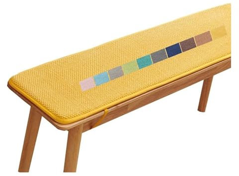 Stuhlkissen Mit Bändern, Sitzkissen Gartenstuhl Outdoor, Bankkissen, Gartenbank Kissen Bankauflage, Sitzauflage Bank Rutschfeste Sitzpolster Bank Für Indoor Fenster Terrasse e3(Yellow,160x35 cm 63x14