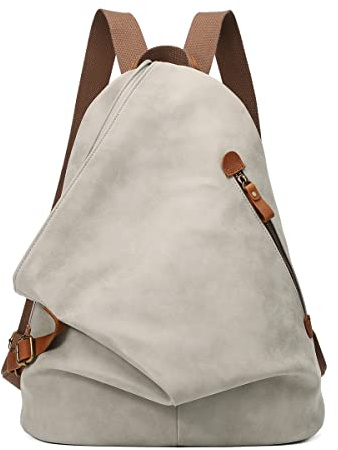 Retro Segeltuch Rucksack PU Vintage Rucksäcke Echtleder Daypack Reisetasche Schulterrucksack für Herren Damen