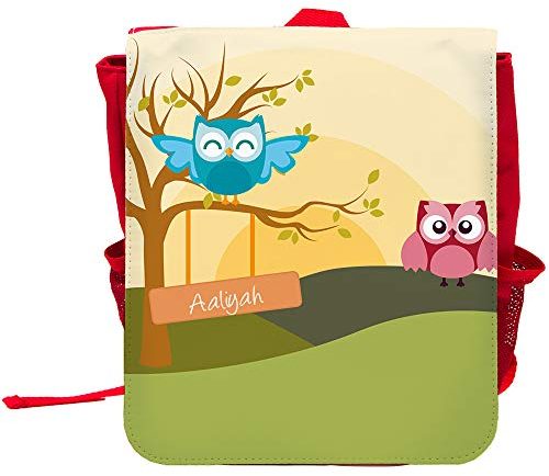 Kinder-Rucksack mit Namen Amelie und schönem Motiv mit Eulen-Landschaft für Mädchen