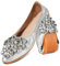YOUNIFIZ Women's Elastic Foldable Portable Pumps Sparkly Rhinestones Ballet Ballerina Slip On Flats Dolly Shoes (Silver,Size 7.5)