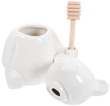 IMIKEYA 4sets Dispenser Per Ceramica Forma Di Orso Con Cucchiaio Legno Barattolo Decorativo Per e Sciroppo Contenitore Versatile Per Cucina e Regali Speciali