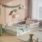 Lit au Sol avec barrière Anti-Chute - 140 x 200 cm - Sommier à Lattes Inclus - Lit Simple pour Enfant et Adolescent - Lit Enfant - Lit Montessori - Blanc
