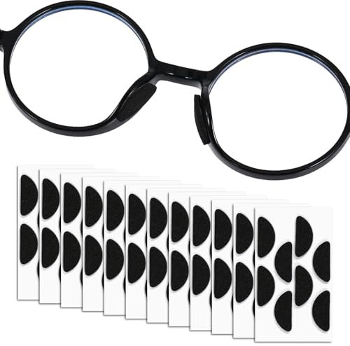 Eyeglass Nose Pads 48 Pairs Thin 1.6mm Anti Slip Eyeglass Nose Pads Self-Adhesive Thin Foam Eyeglass Nose Pads Glasses Replacement Anti Slip Nose pads for Full Plastic Frames (Black)