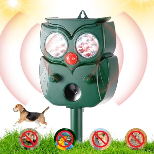 Katzenschreck Marderschreck, Ultraschall Solar Tiervertreiber, Ultraschall Katzenschreck, Wasserdicht Tiervertreiber Solar mit LED-Blitz, Frequenz 13.5-45.0 kHz, 5 Modi Marderschreck