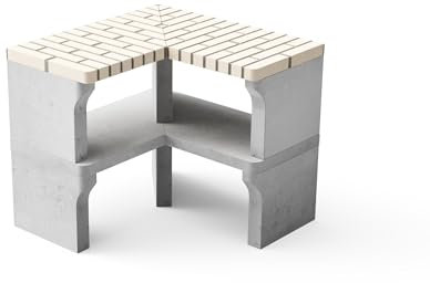 MAESTRO FERRETERO Movelar - Neues Modul Iberia Corner für vorgefertigten Grill (weiß, grau - 90 x 46 x 46 cm) - Verwendung im Freien